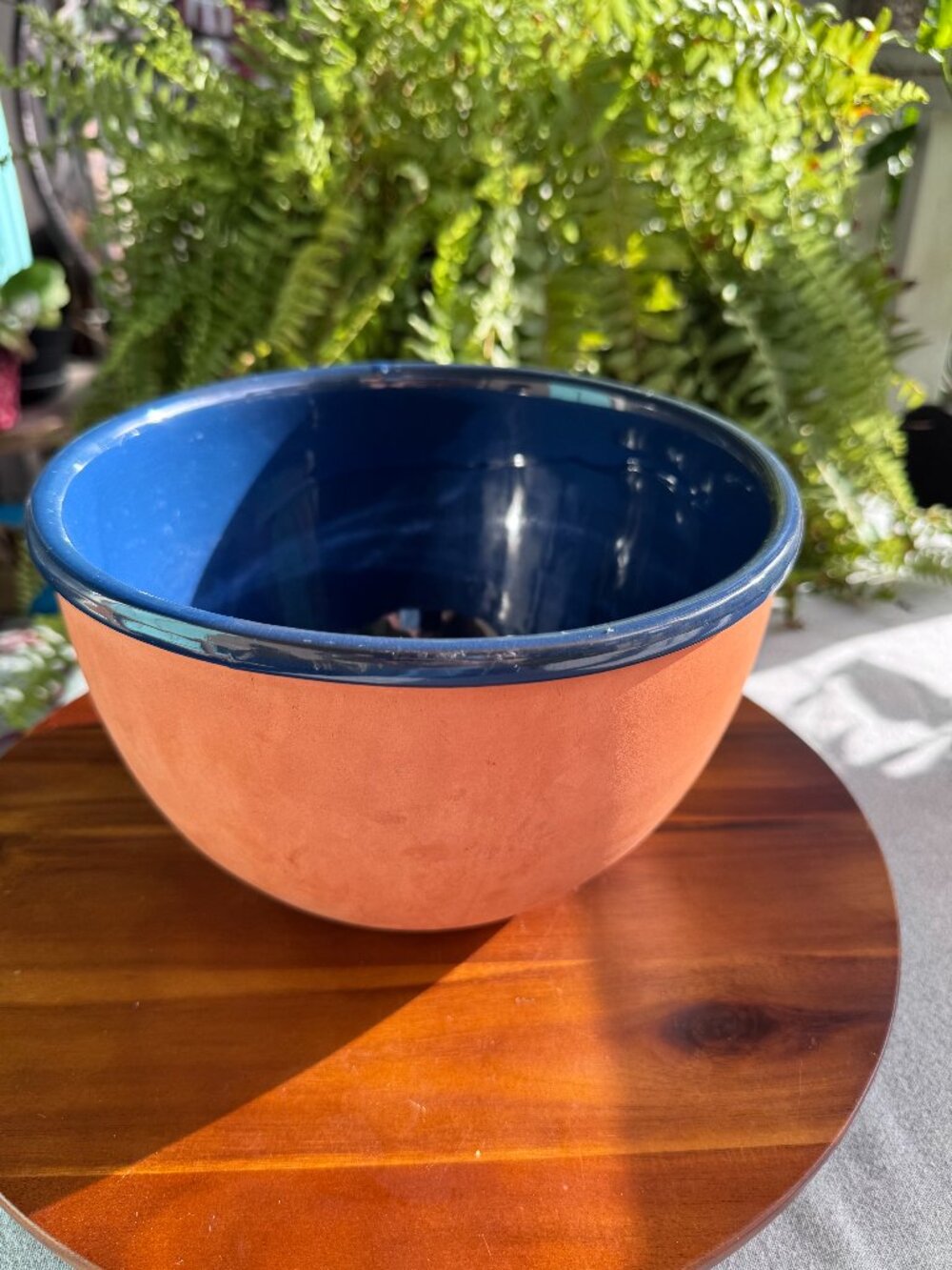 Val Do Sol Portugal Dark Blue Glazed Ceramic Terracotta Serving / Mixing Bowl